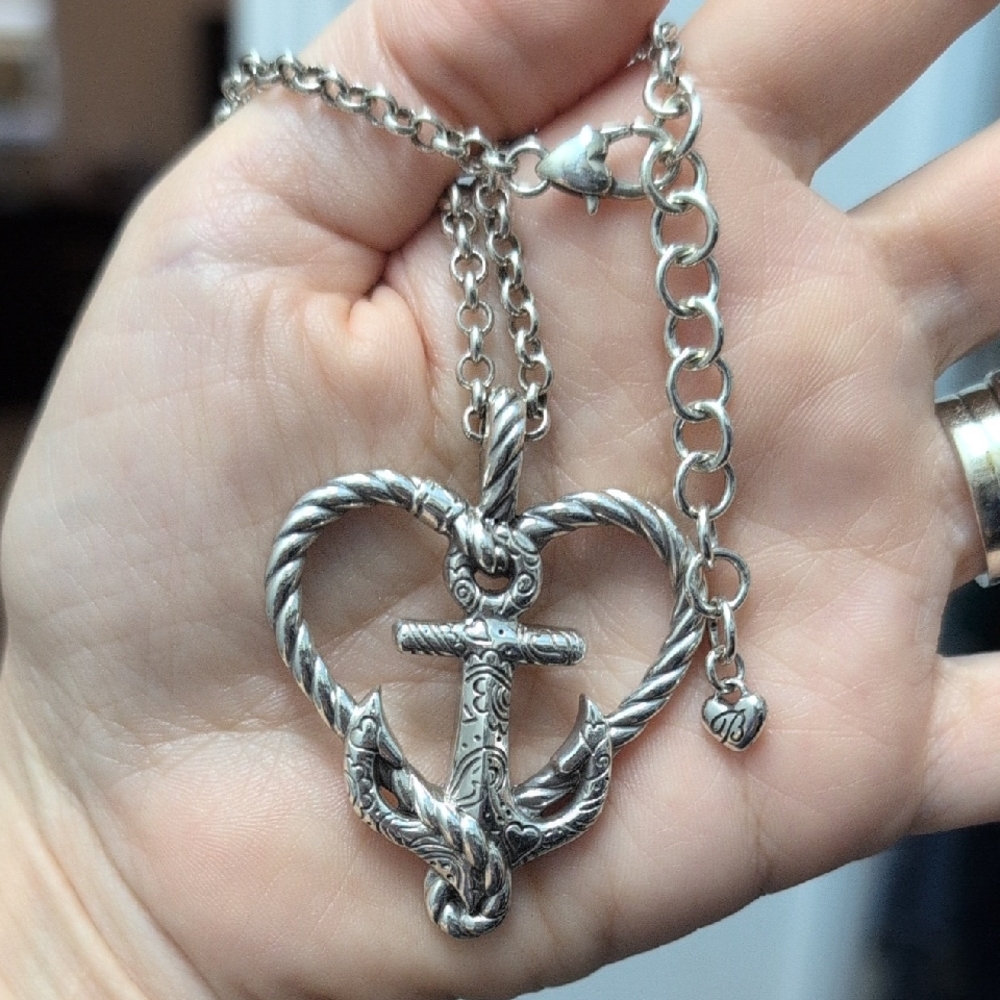 Brighton Silver Anchor Heart Pendant Necklace
